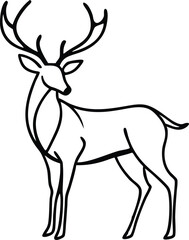 Christmas deer silhouette logo Continuous one line