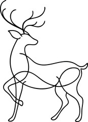 Christmas deer silhouette logo Continuous one line