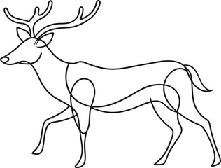 Christmas deer silhouette logo Continuous one line