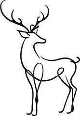 Christmas deer silhouette logo Continuous one line