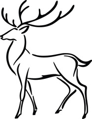 Christmas deer silhouette logo Continuous one line