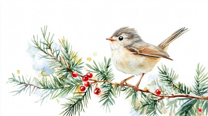 Charming Winter Bird: A Watercolor Painting of Nature's Beauty