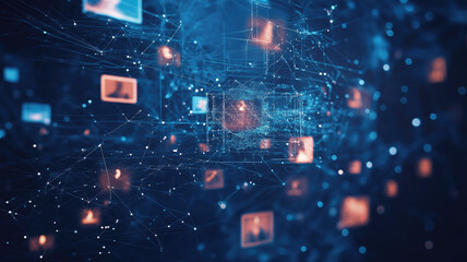 Obraz premium people connecting together, learning or meeting online with teleconference, video conference remote working