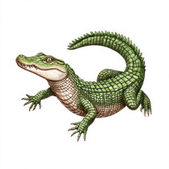 Naklejka premium detailed of green crocodile with textured skin and sharp te , showcasing its natural features and vibrant colors