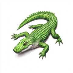 Fototapeta premium detailed of green crocodile with textured scales and sharp claws, showcasing its vibrant color and realistic features