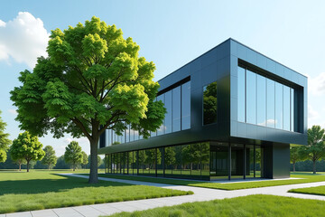 green tree meets modern office building perfect harmony natural surroundings