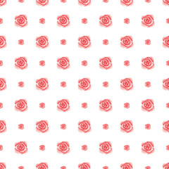 Seamless pattern. Red roses. Watercolor roses. Texture. Print for fabric. Gift wrapping paper. Rose pattern. Wallpaper. Scrapbooking. Design. Home textiles.