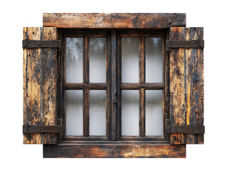 Wooden Window Style from America Isolated on White Background