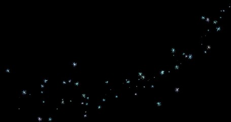 A sparkling starry background featuring glowing light bursts on a black backdrop, ideal for space, night sky, and festive designs like celebrations or events.