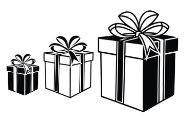 gift box icon set on a simple black silhouette color and white background