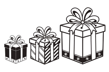 gift box icon set on a simple black silhouette color and white background