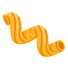 Cavatappi. Cellentani pasta. Helical tube shape macaroni. Dry Italian traditional food. Vector illustration in cartoon style. Isolated white background
