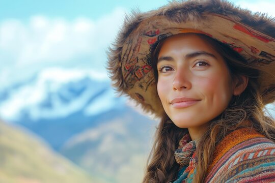 This stunning portrait features a woman from the Andes, representing the spirit of Women of the world. Celebrating strength and resilience on International Women's Day.