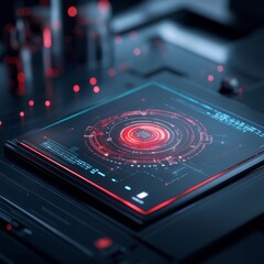 Obraz premium A computer screen with a red circle on it