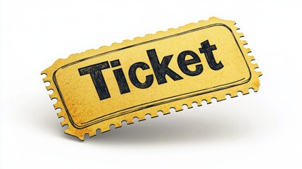 Ticket sales concept: the word "Ticket" on a minimalist background.