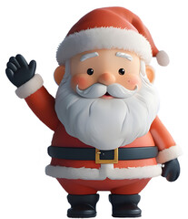 Cheerful Santa Claus Cartoon Figure Waving Hello in Festive Red Costume