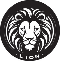 A Black and White Lion Logo Type Silhouette Design