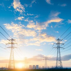 The sky is blue with a few clouds and the sun is setting