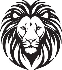 A Black and White Lion Logo Type Silhouette Design