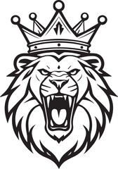 A Black and White Lion Logo Type Silhouette Design