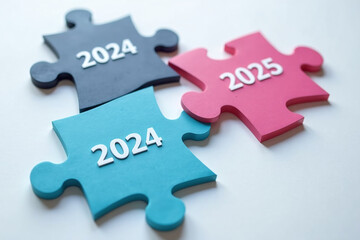Fototapeta premium puzzle pieces combine financial plan goals key performance