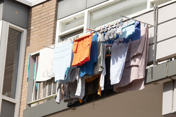 Laundry hanging out in the city