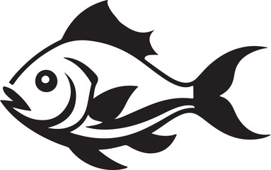 A Black and White Fish Logo Type Silhouette Design