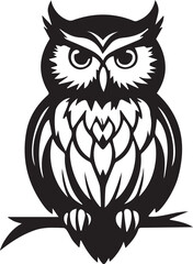 A Black and White Owl Logo Type Silhouette Design