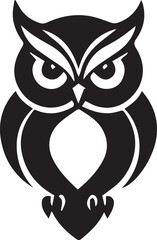 A Black and White Owl Logo Type Silhouette Design
