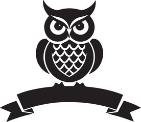 A Black and White Owl Logo Type Silhouette Design
