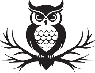 A Black and White Owl Logo Type Silhouette Design