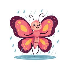 Cartoon butterfly illustration icon of butterflies A colorful butterfly with blue eyes vector
