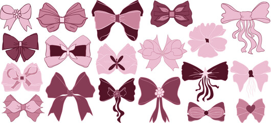 Collection of bows Pink coquette set Great for Valentines day, wedding, romantic decor