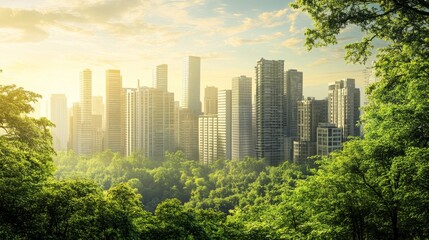 Obraz premium Green city landscape vector illustration