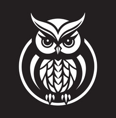 A Black and White Owl Logo Type Silhouette Design