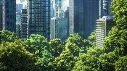 Obraz premium Green city landscape vector illustration