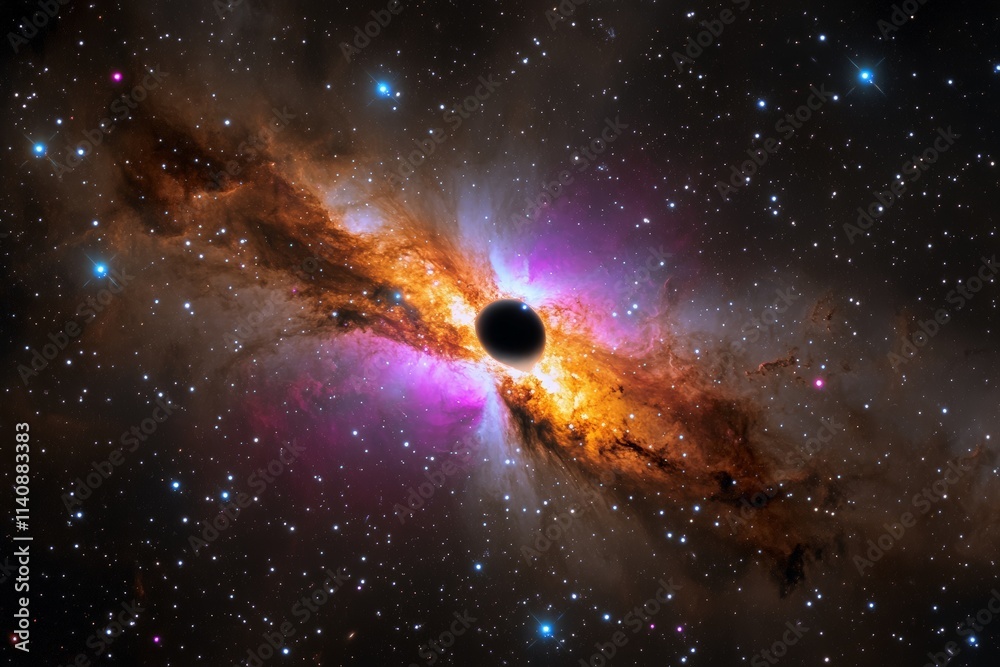 Aufkleber a captivating view of a black hole enveloped by vibrant cosmic clouds, showcasing intense colors and