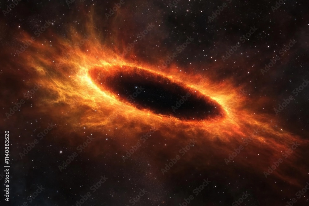 Poster this dramatic image portrays a fiery vortex swirling in the darkness of space, highlighting the inte