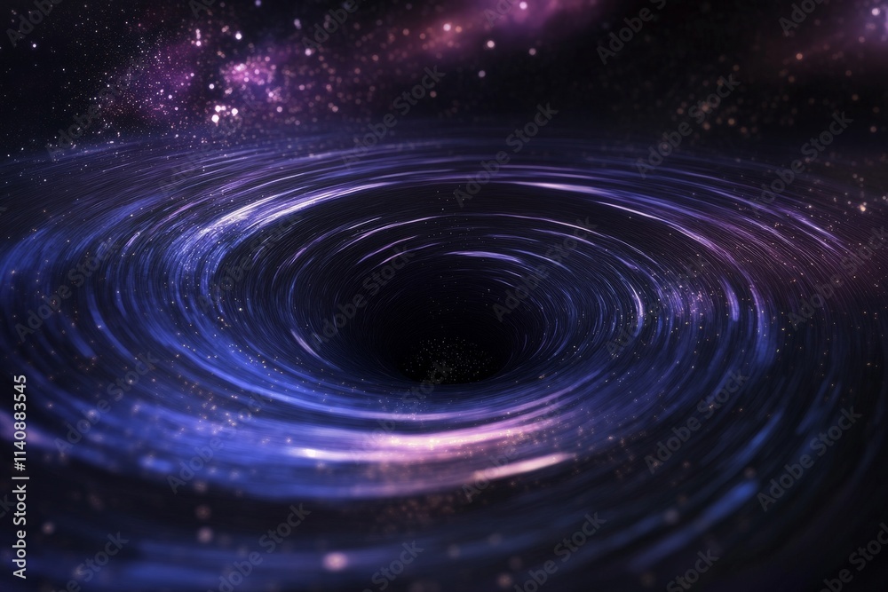 Poster A striking image showcases a mesmerizing violet vortex set against a cosmic backdrop, symbolizing the unknown and the enchanting allure of space exploration.