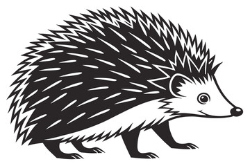 hedgehog black silhouette color and white background