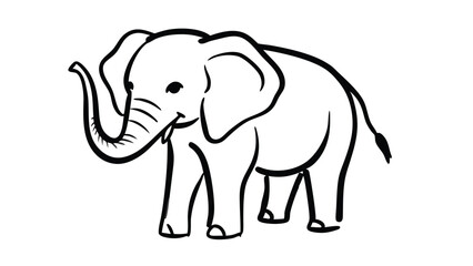 Obraz premium Cute elephant in continuous line art drawing style. Minimalist black linear sketch isolated on white background