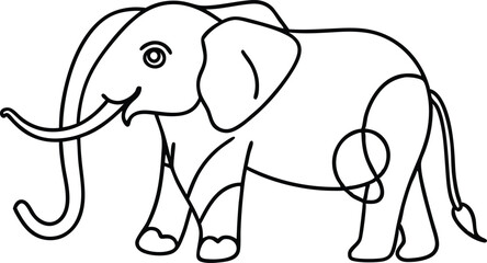 Cute elephant in continuous line art drawing style. Minimalist black linear sketch isolated on white background