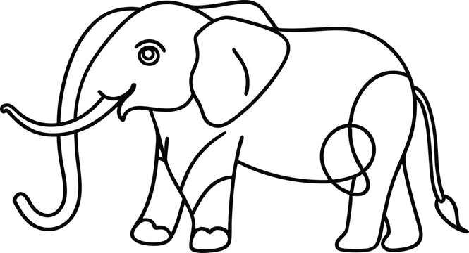 recommend clip art: Cute elephant in continuous line art drawing style. Minimalist black linear sketch isolated on white background