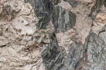 Metamorphic rocks / GNEISSIC ROCKS (gn) with dikes.  Angeles Crest Scenic Byway, Los Angeles County, California. San Gabriel Mountains. angeles national forest, dike