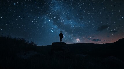 Fototapeta premium starry night, cosmic wonder, galactic skies, starlit horizon