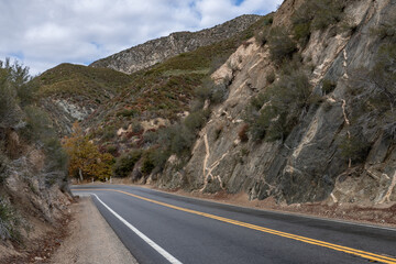 Metamorphic rocks / GNEISSIC ROCKS (gn) with dikes.  Angeles Crest Scenic Byway, Los Angeles County, California. San Gabriel Mountains. angeles national forest, dike