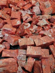 meat preparations for animal feed, pieces of beef lung