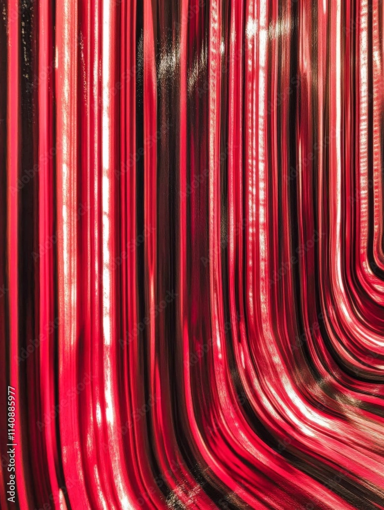 Poster a visually striking abstract image featuring fluid red and black shapes that flow dynamically, evoki