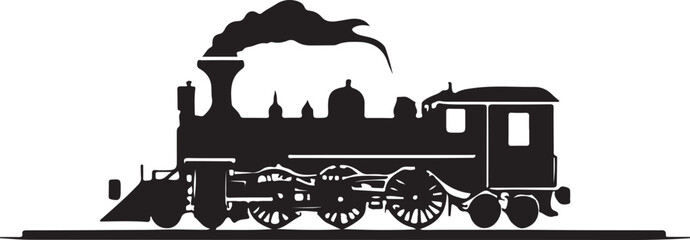 Obraz premium A Black and White Train Engine Logo Type Silhouette Design