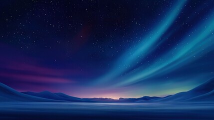 Fototapeta premium Night sky painting featuring stars, moon, and mountains in foreground